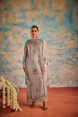 Grey embroidered suit