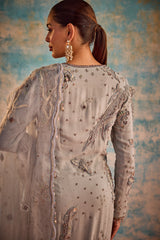 Grey embroidered suit