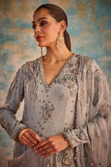 Grey embroidered suit