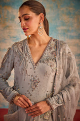 Grey embroidered suit