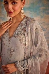 Grey embroidered suit