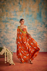 Orange Bohemian Drape Farshi