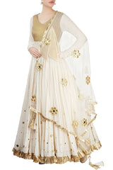 Off White Embroidered Anarkali Kurta Set