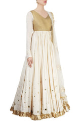 Off White Embroidered Anarkali Kurta Set