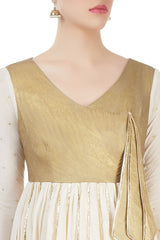 Off White Embroidered Anarkali Kurta Set