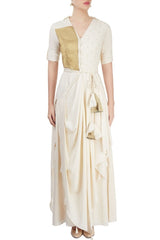 Off White Draped Maxi