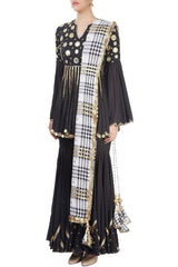 Black Embroidered Sharara Set