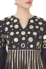 Black Embroidered Sharara Set