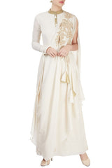 Off White Embroidered Maxi