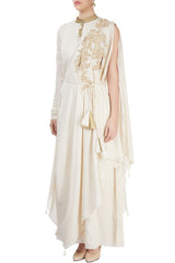 Off White Embroidered Maxi