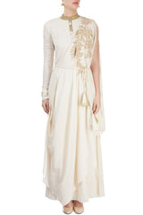 Off White Embroidered Maxi