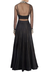 Black Embroidered Skirt Set