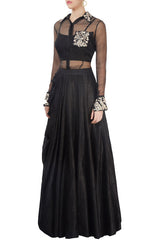 Black Embroidered Skirt Set