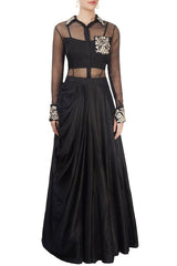 Black Embroidered Skirt Set