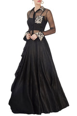 Black Embroidered Skirt Set