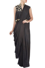 Black Embroidered Sari