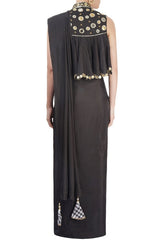 Black Embroidered Sari