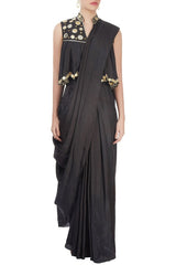 Black Embroidered Sari