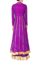 Purple Double Layer Anarkali With Dupatta