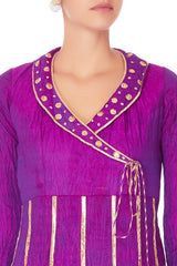 Purple Double Layer Anarkali With Dupatta