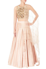 Peach Embroidered Lehenga Set