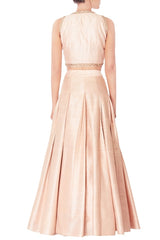 Peach Embroidered Lehenga Set