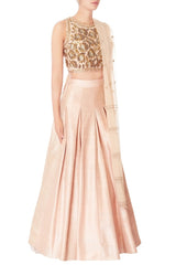 Peach Embroidered Lehenga Set