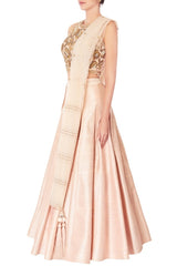 Peach Embroidered Lehenga Set