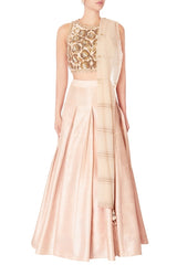 Peach Embroidered Lehenga Set