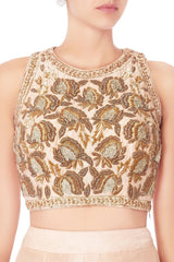 Peach Embroidered Lehenga Set