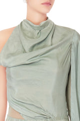 Light Green One Shoulder Jumpsuit