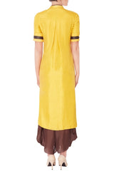 Yellow Floral Kurta & Brown Palazzo Pants