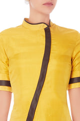 Yellow Floral Kurta & Brown Palazzo Pants