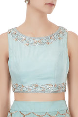 Powder Blue Mukaish Embroidered Lehenga Set