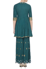 Teal Kurta Set with Gharara & Dupatta