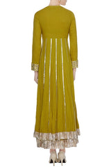 Double Layered Mustard Anarkali Kurta