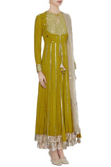 Double Layered Mustard Anarkali Kurta