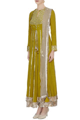 Double Layered Mustard Anarkali Kurta