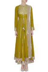Double Layered Mustard Anarkali Kurta
