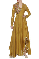 Mustard Anarkali Kurta Set