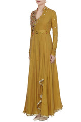 Mustard Anarkali Kurta Set