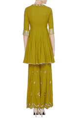 Mustard Kurta Set with Gharara & Dupatta