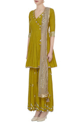 Mustard Kurta Set with Gharara & Dupatta