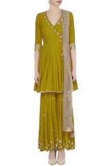 Mustard Kurta Set with Gharara & Dupatta
