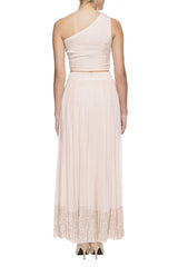 Pastel Pink Embellished Top & Draped Pants