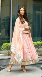 Pink Layered Kalidaar Kurta Set