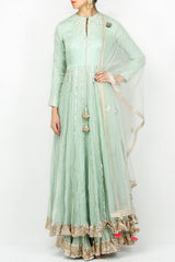 Mint Blue Gota Work Anarkali Set