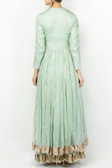 Mint Blue Gota Work Anarkali Set