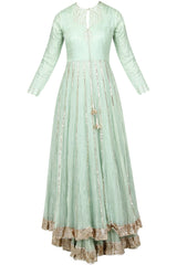 Mint Blue Gota Work Anarkali Set