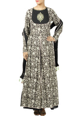 Black Printed Anarkali With Dupatta